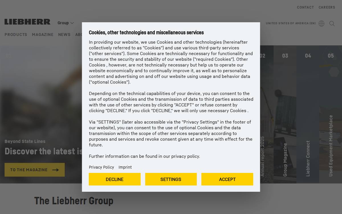 Liebherr website preview