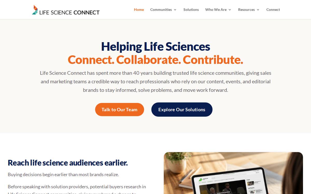 Life Science Connect website preview