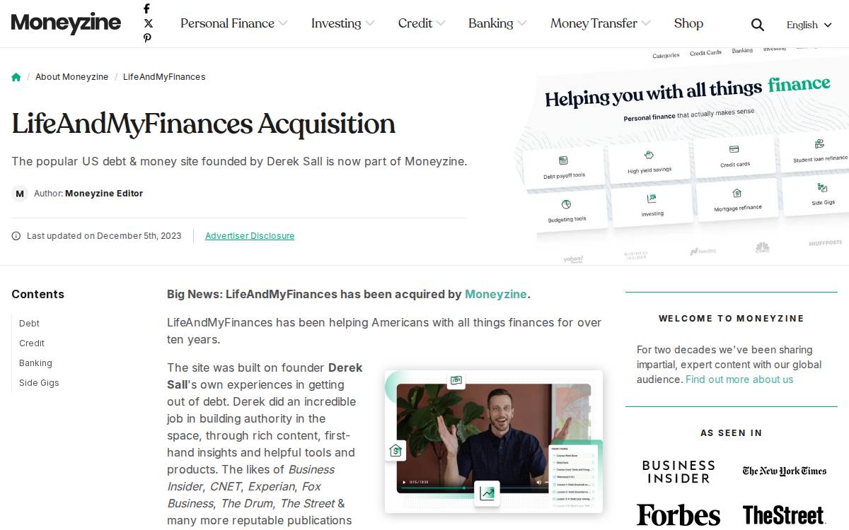 Lifeandmyfinances website preview