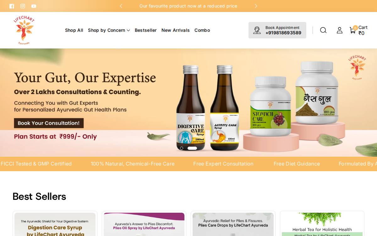 Lifechartayurveda website preview