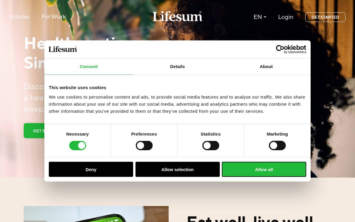 Lifesum website preview
