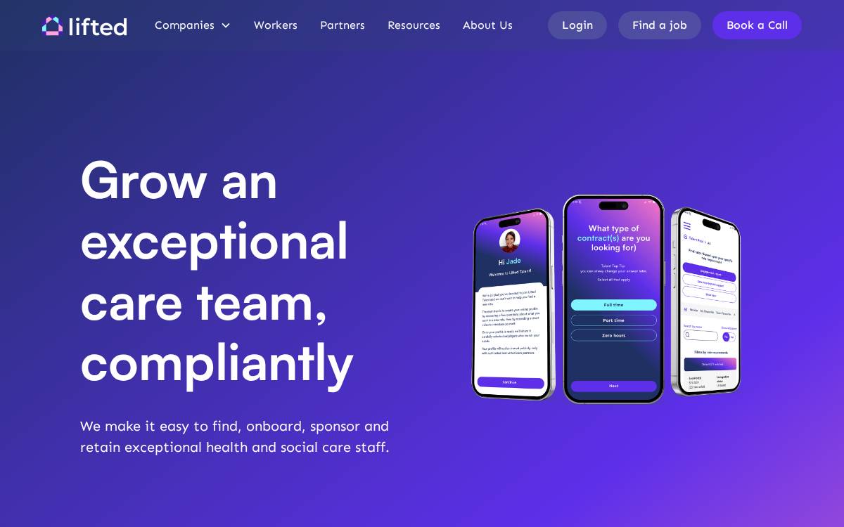 Liftedcare website preview