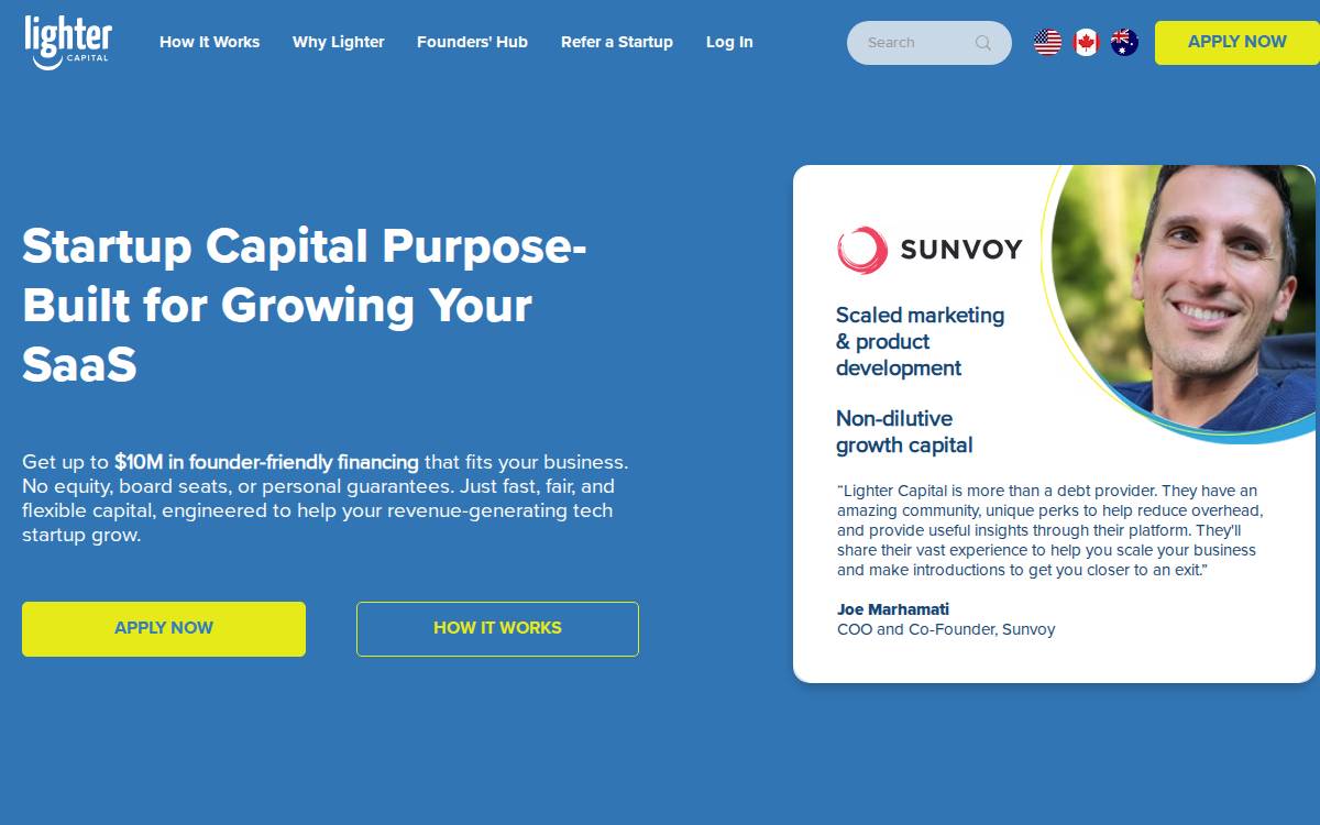 Lighter Capital website preview