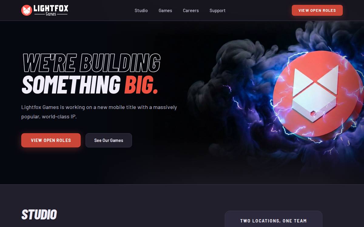 Lightfox Games website preview