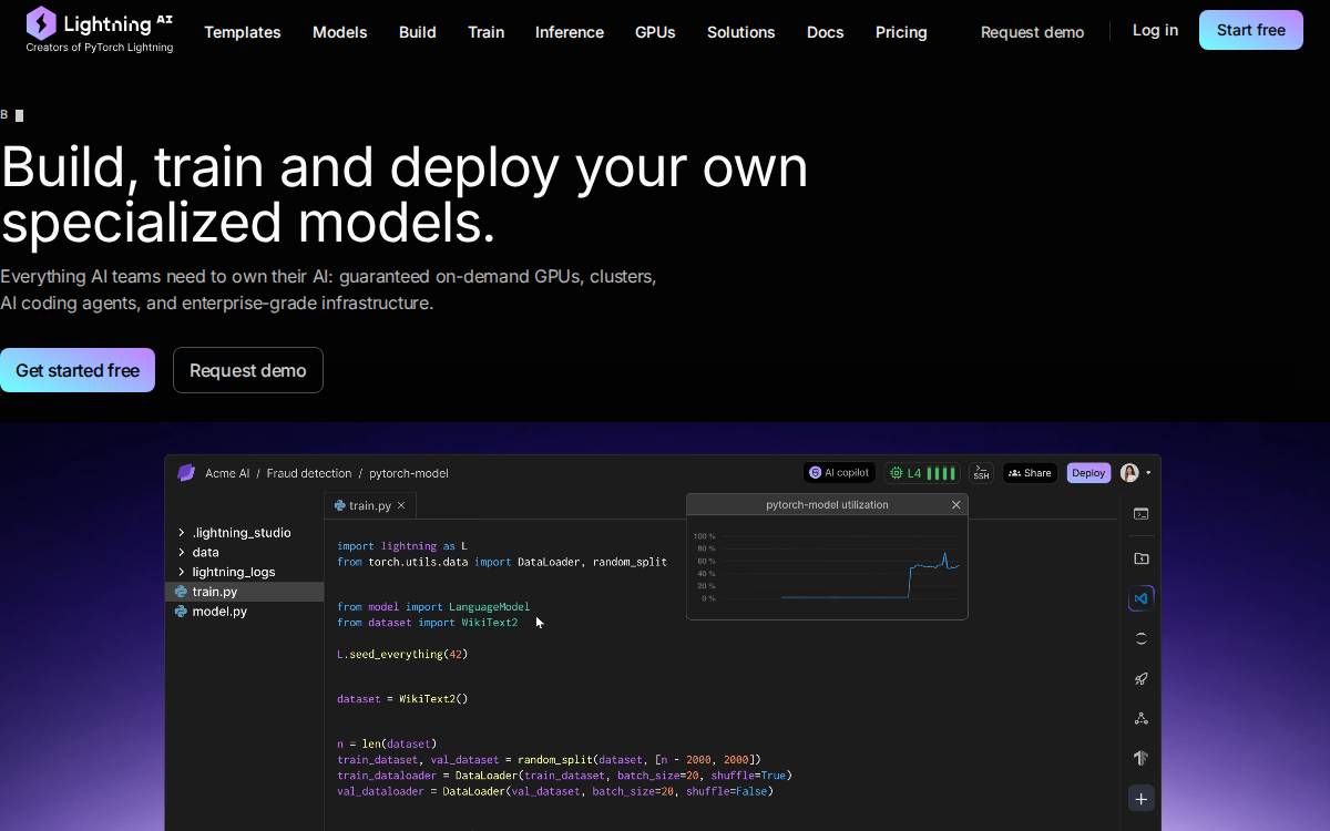 Lightning AI website preview