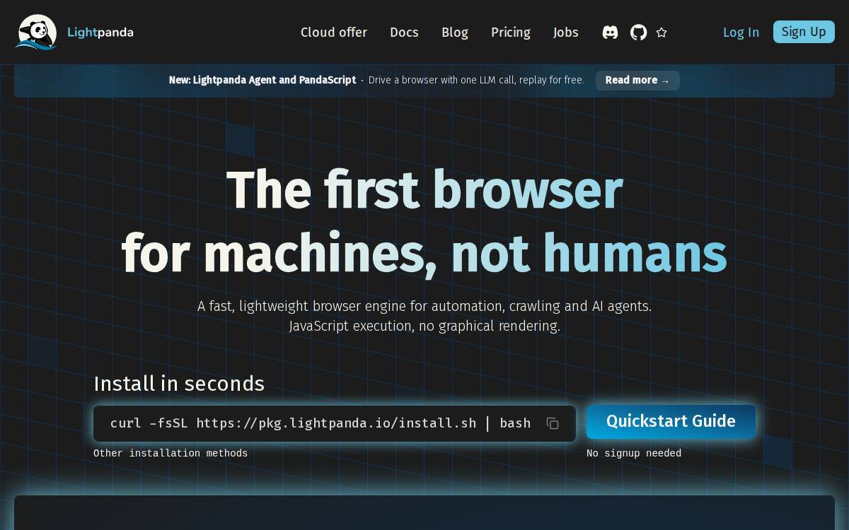 Lightpanda website preview