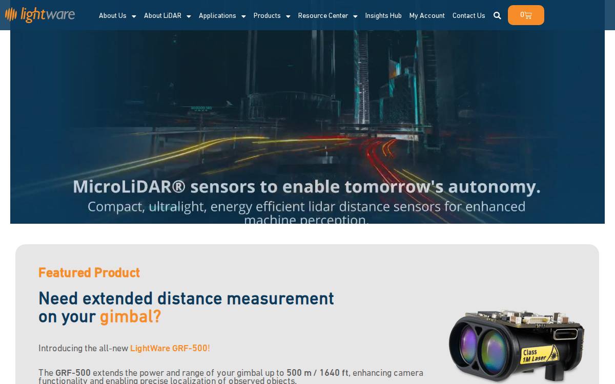 LightWare LiDAR website preview