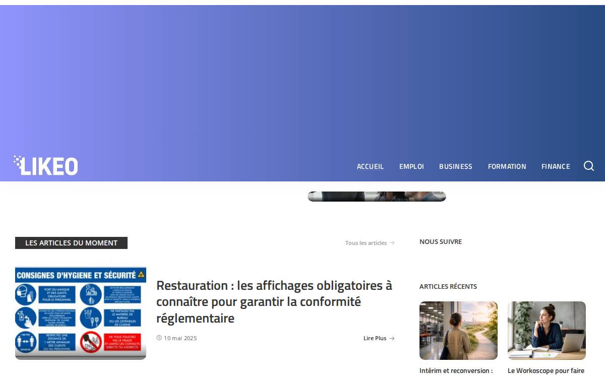 Likeo Recruitment platform for restaurants website preview
