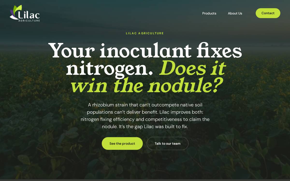 Lilac Agriculture website preview