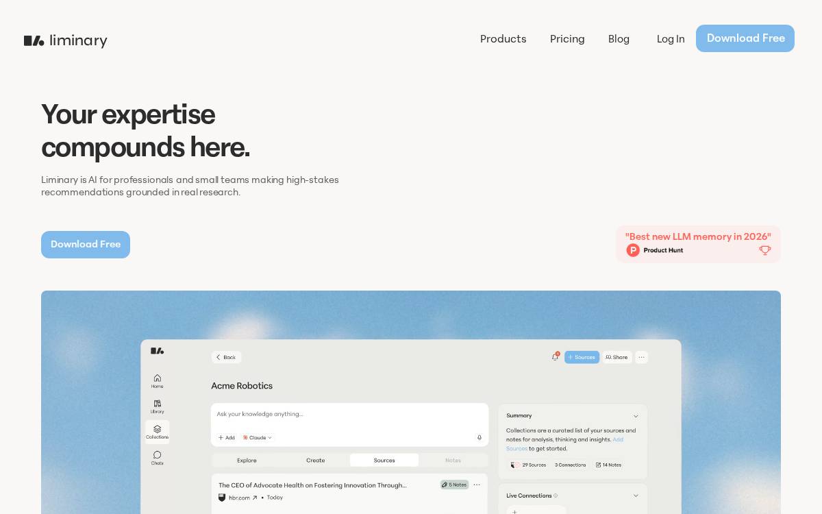 Liminary website preview