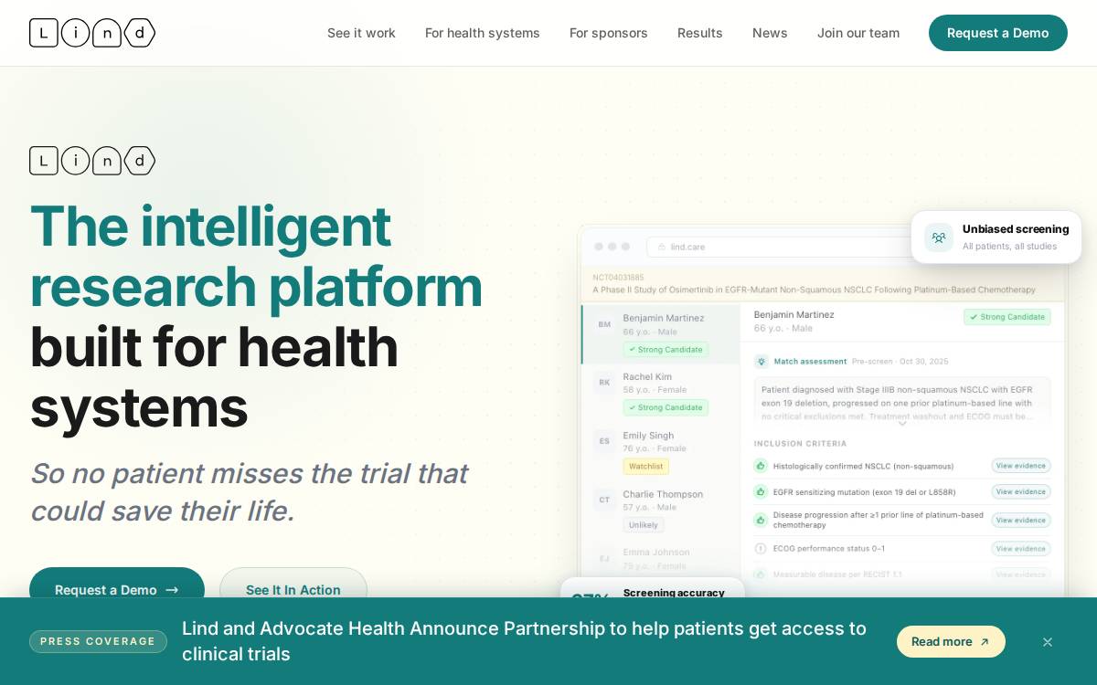 Lind website preview