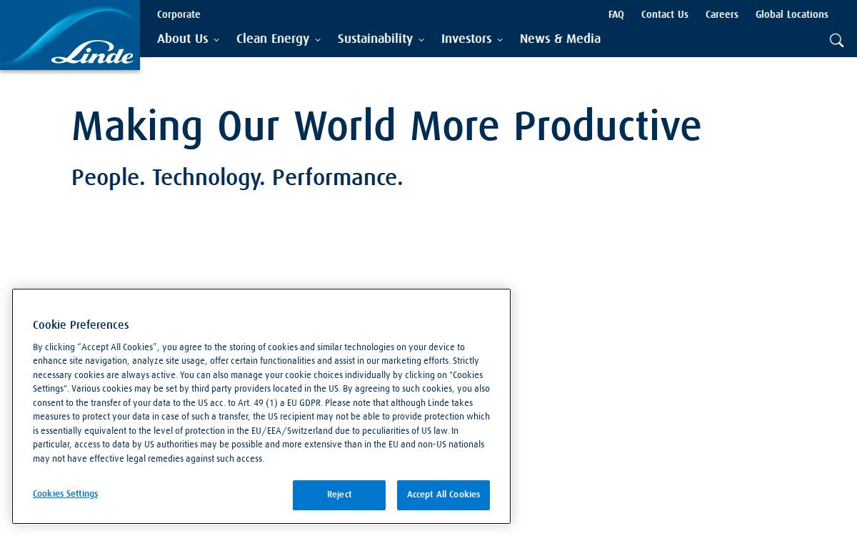 Linde website preview