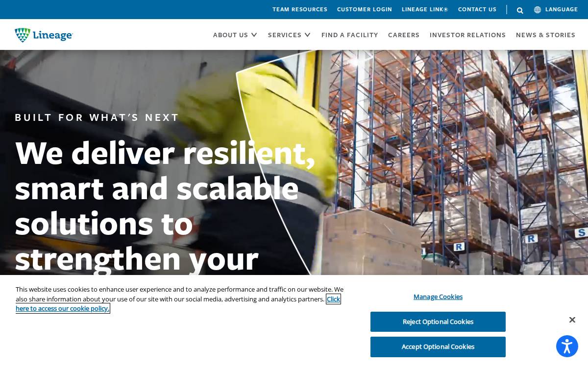 Lineage Logistics website preview