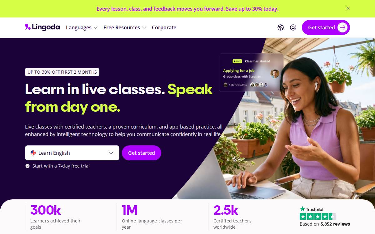 Lingoda website preview