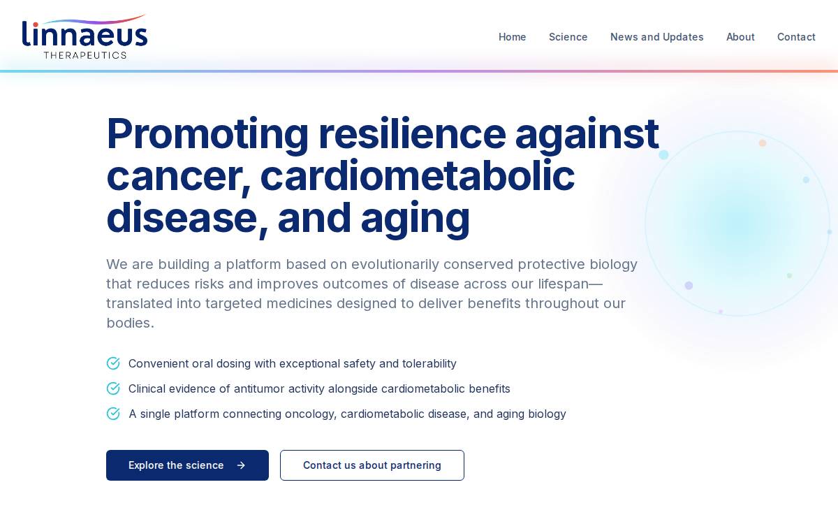 Linnaeus Therapeutics website preview