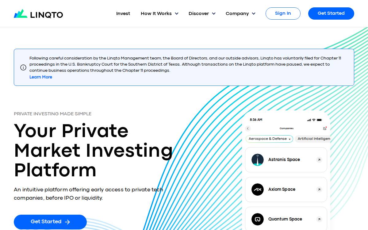 Linqto website preview