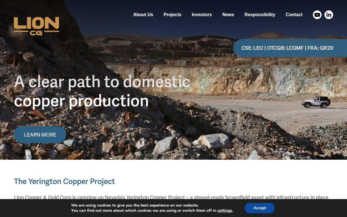 Lion Copper & Gold website preview