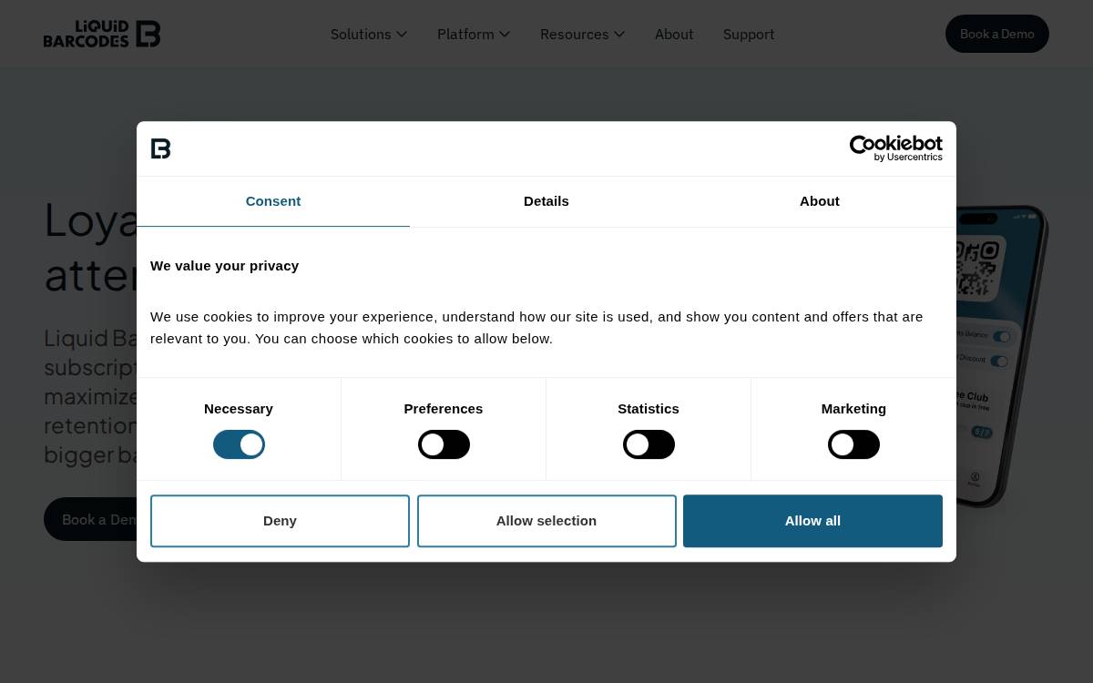 Liquid Barcodes website preview