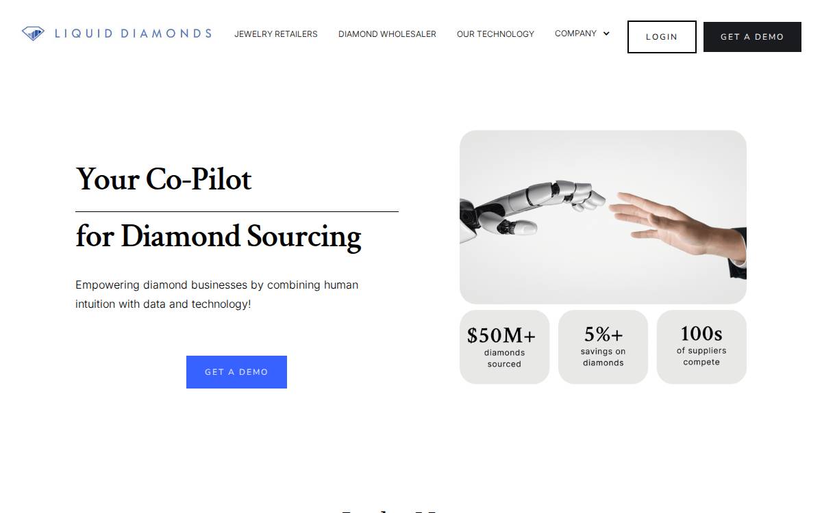 Liquid Diamonds website preview