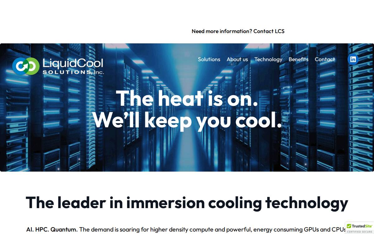 LiquidCool Solutions website preview