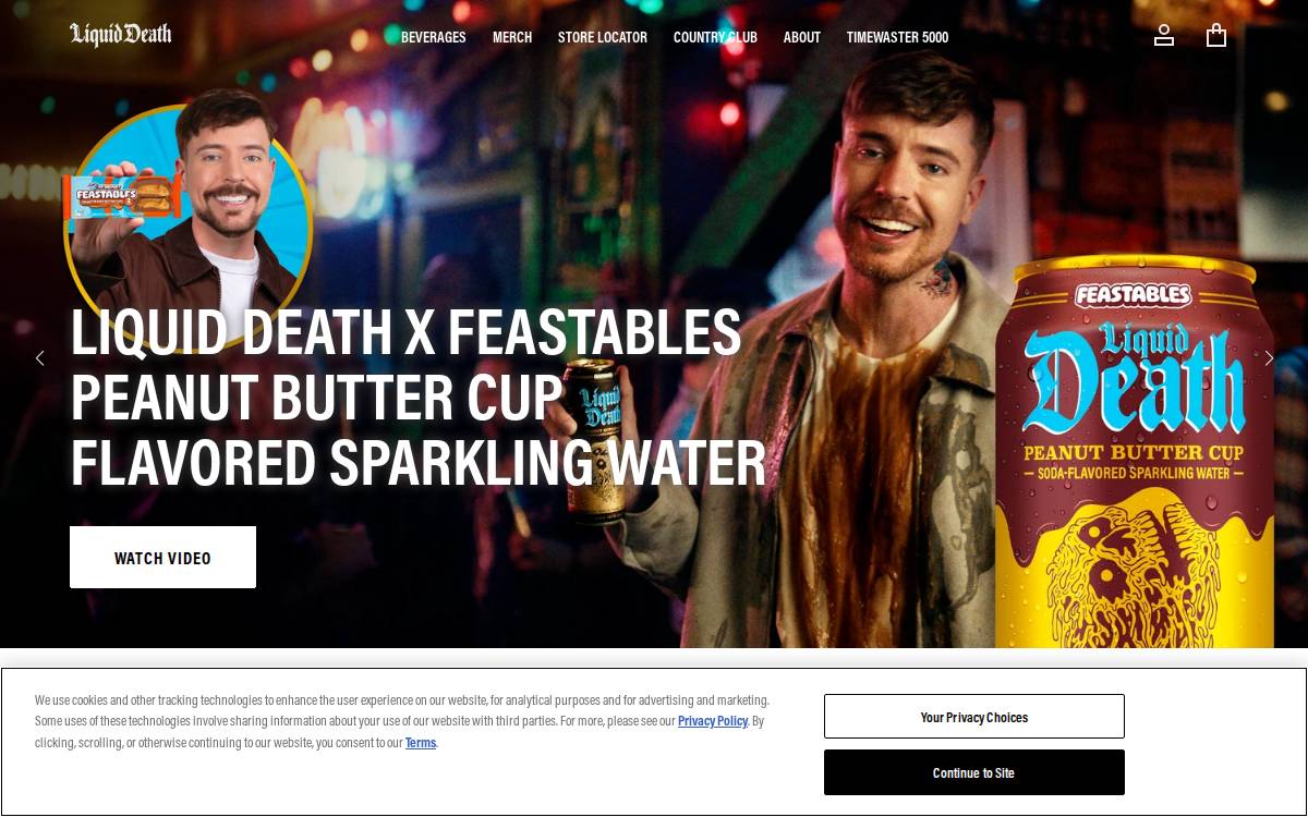 Liquid Death website preview