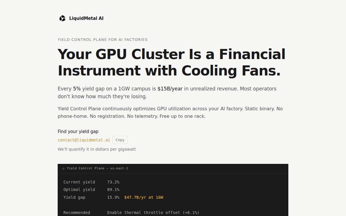 LiquidMetal AI website preview