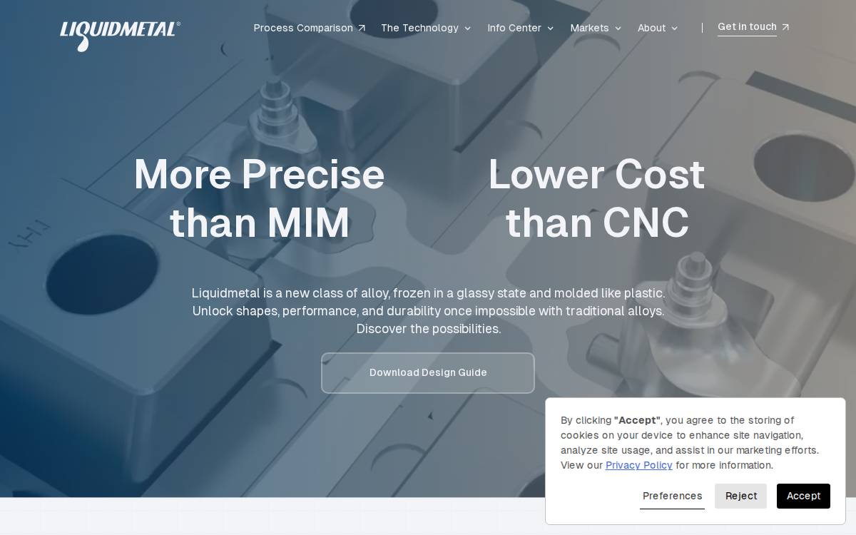 Liquidmetal Technologies website preview