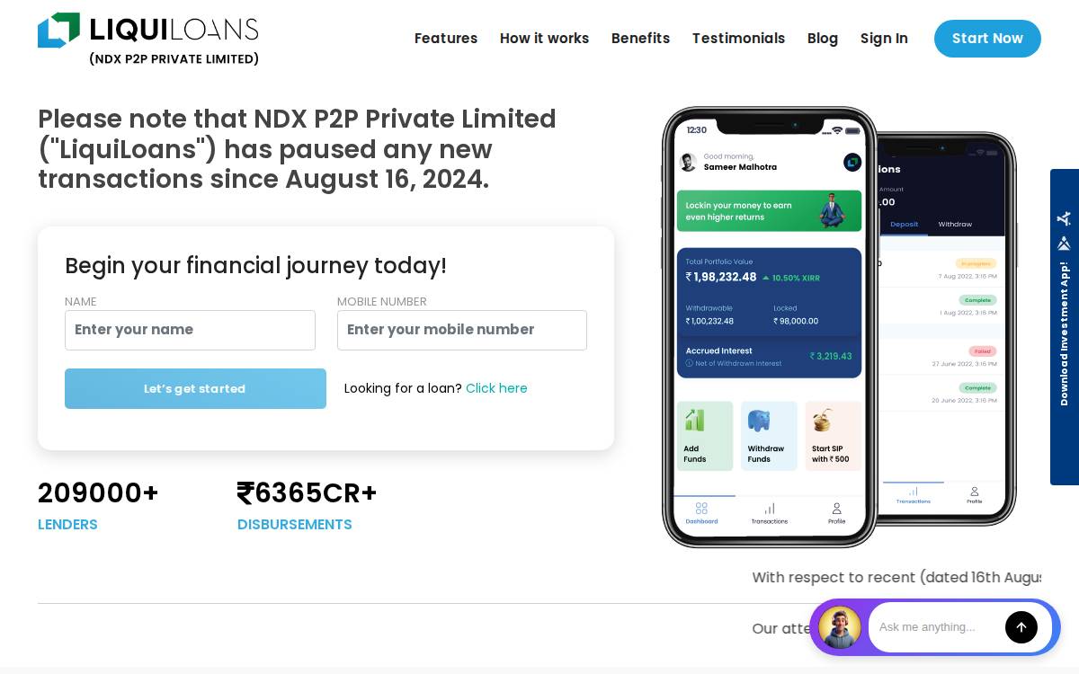 Liquiloans website preview