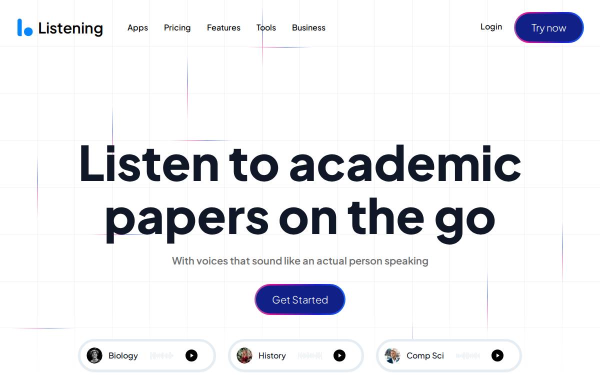 Listening website preview
