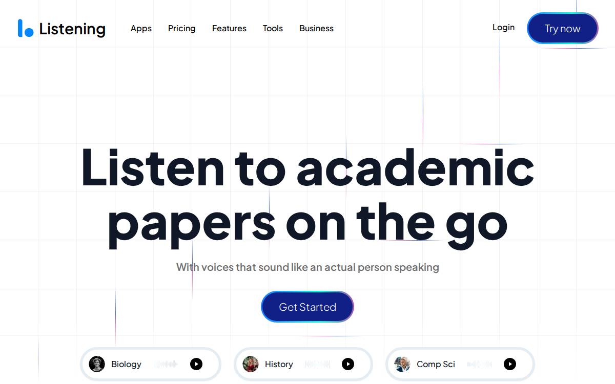 Listening website preview