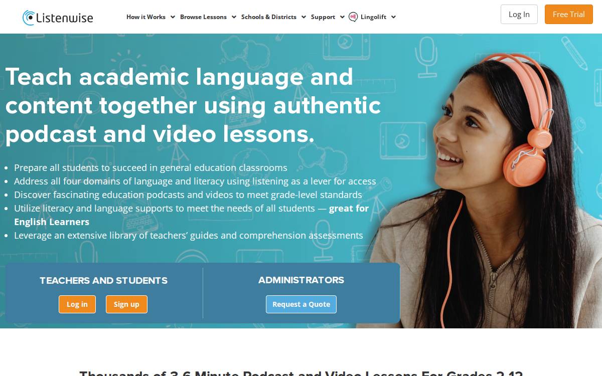 Listenwise website preview
