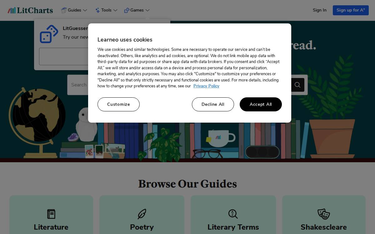 Litcharts website preview