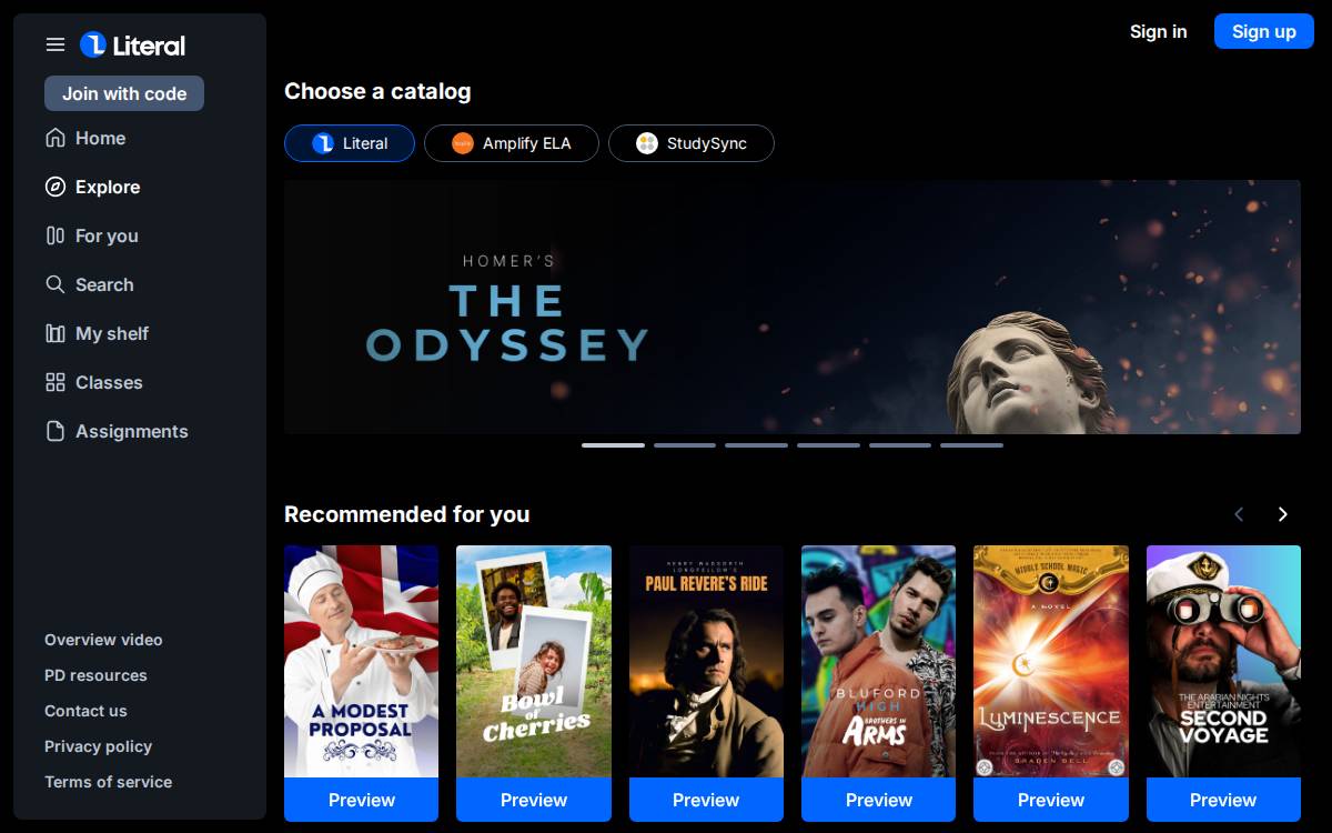 Literalapp website preview