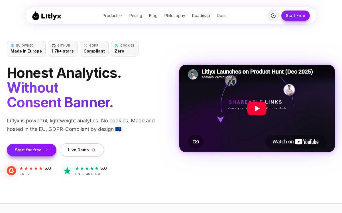 Litlyx website preview