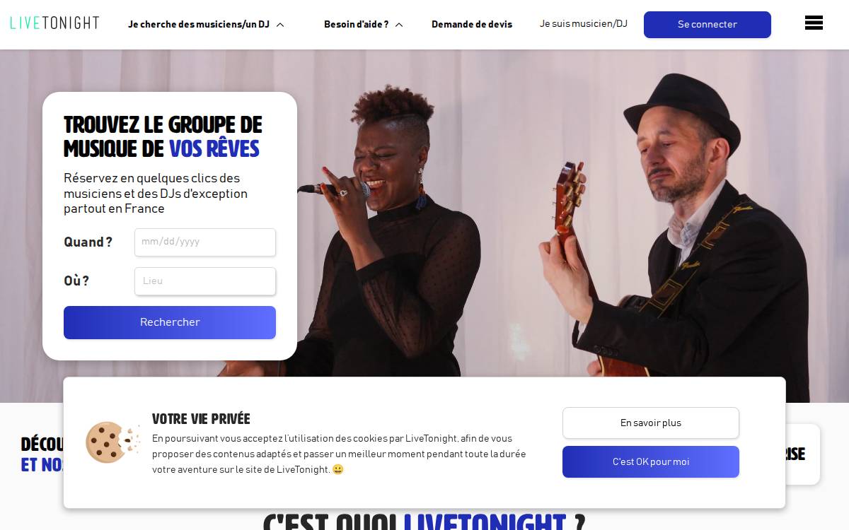 Live Tonight website preview
