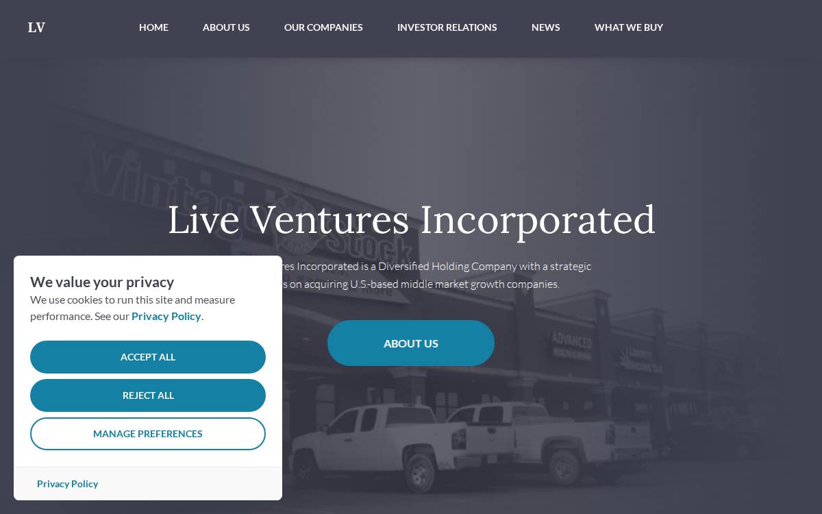 Live Ventures website preview