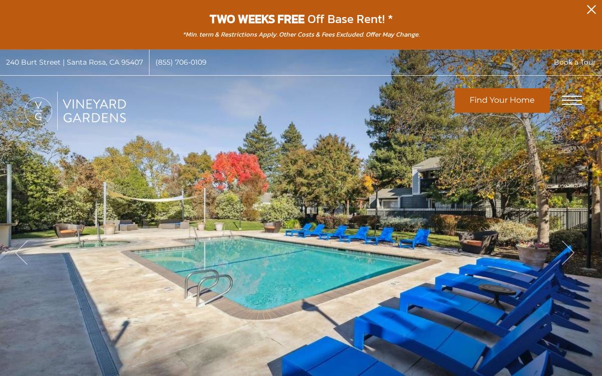 Liveatvineyardgardens website preview