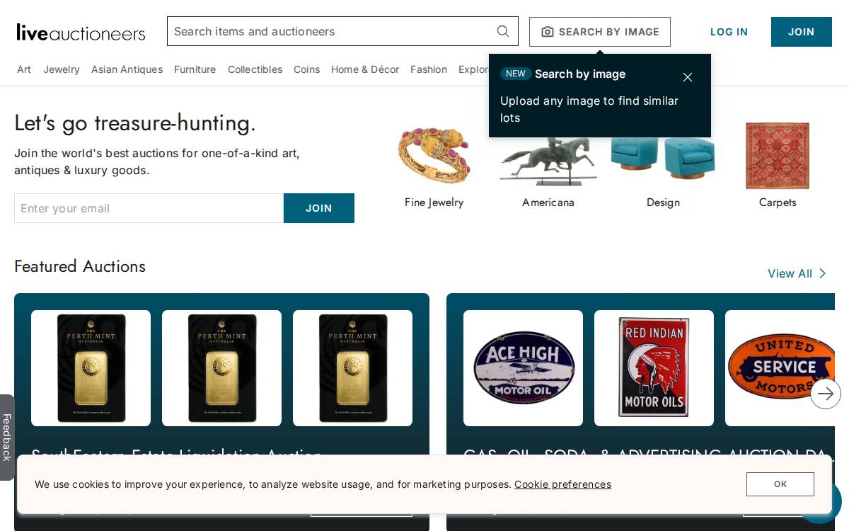 Liveauctioneers website preview