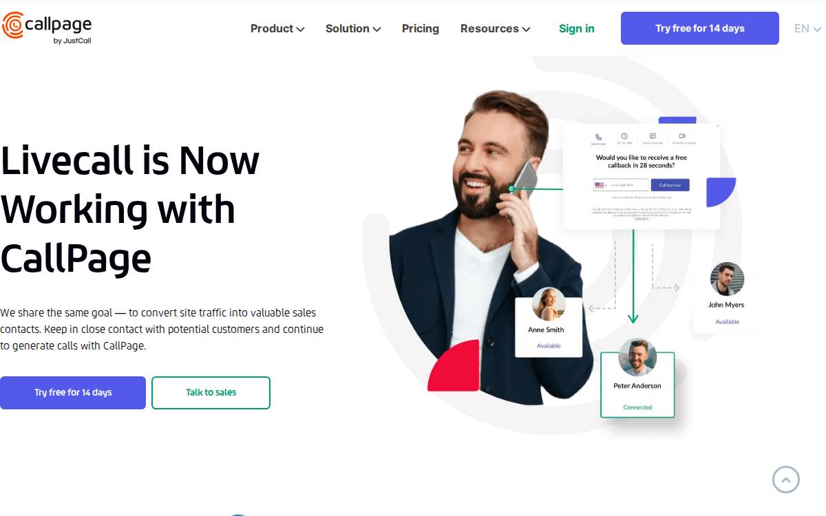 LiveCall website preview