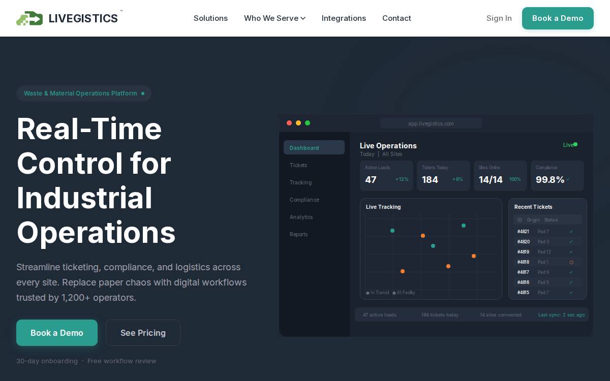 Livegistics website preview