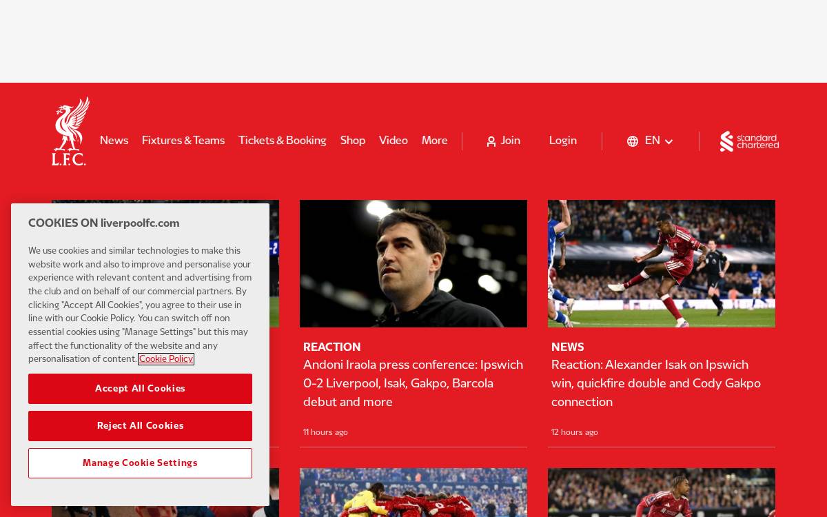 Liverpool FC website preview