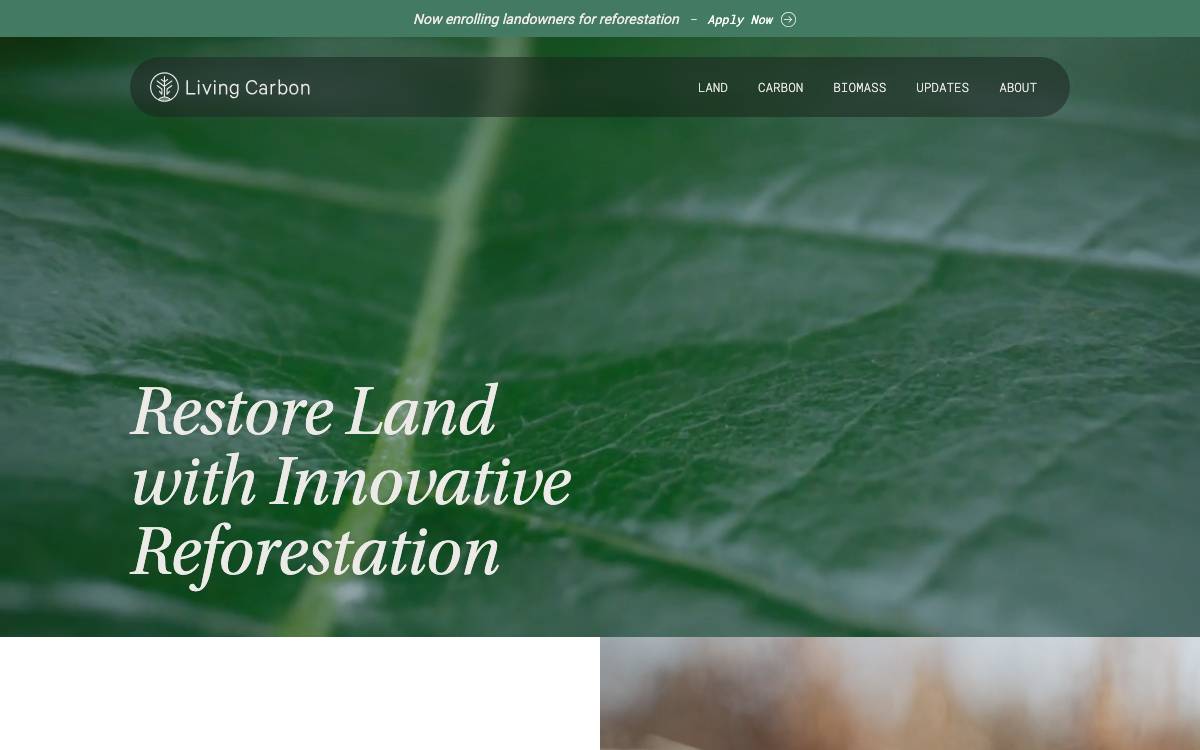 Living Carbon website preview
