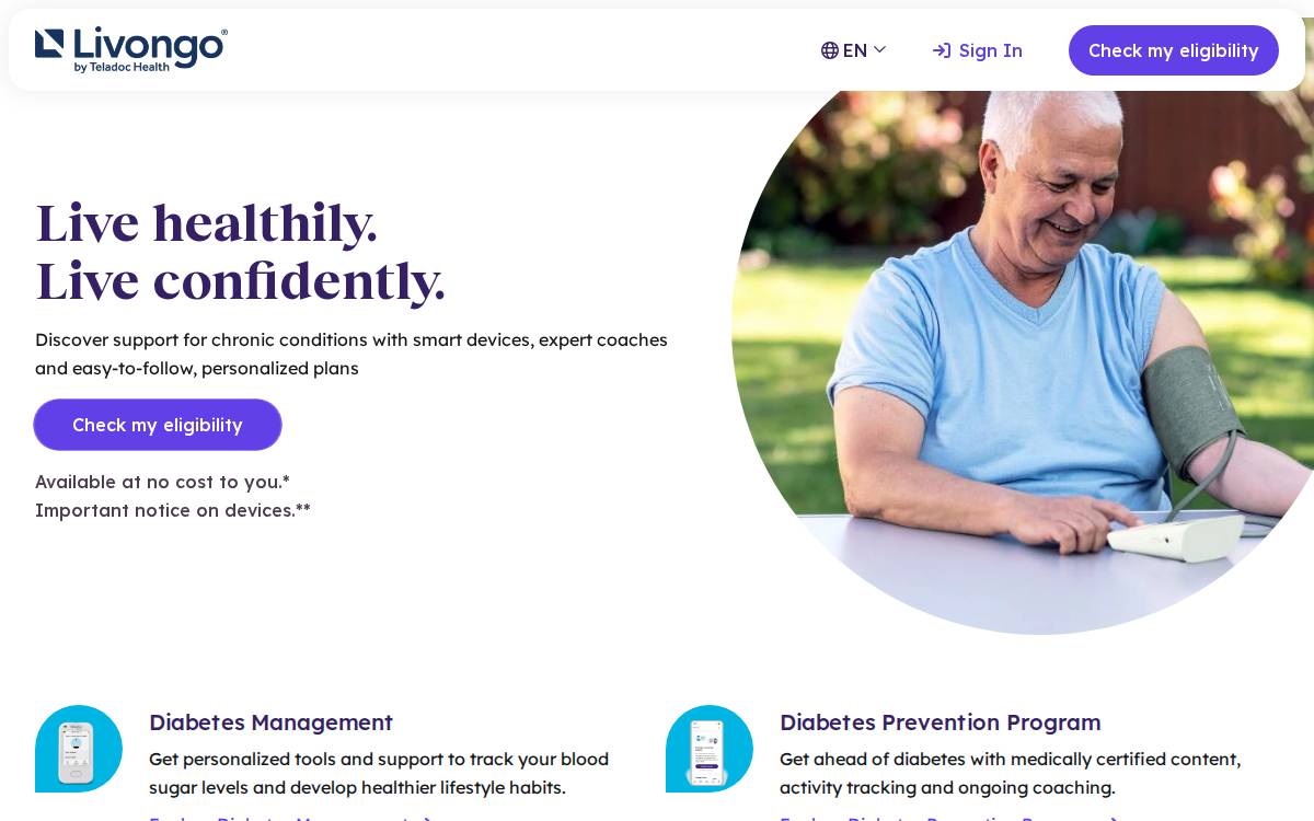 Livongo website preview