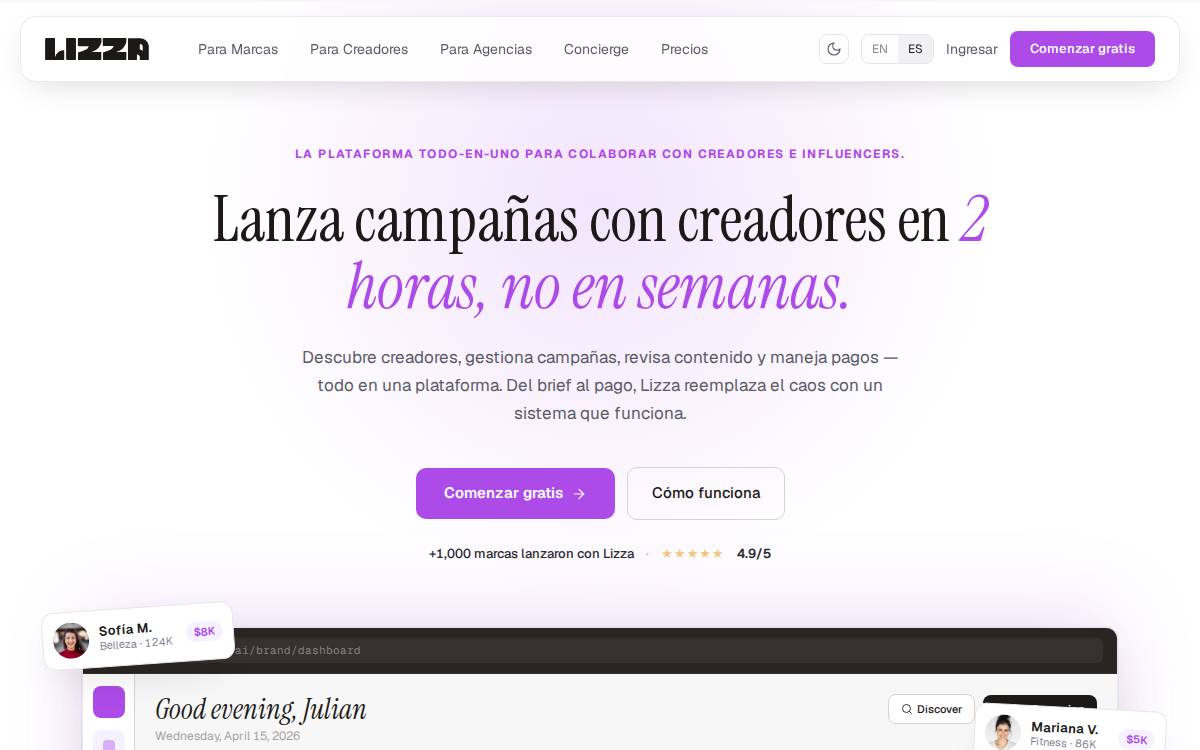 Lizza website preview