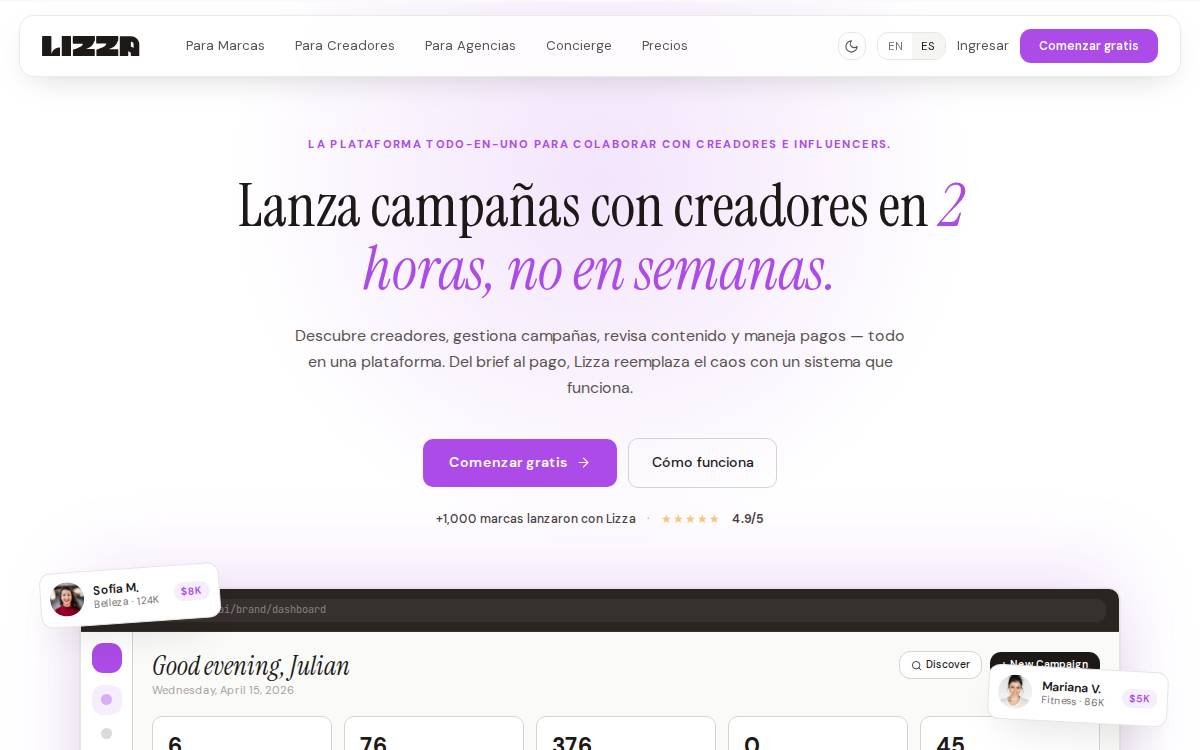 Lizza website preview