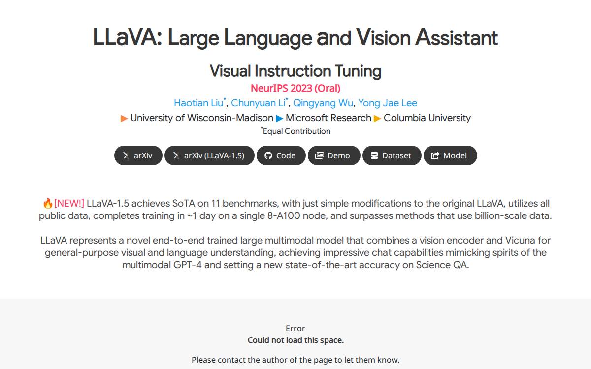 LLaVA website preview