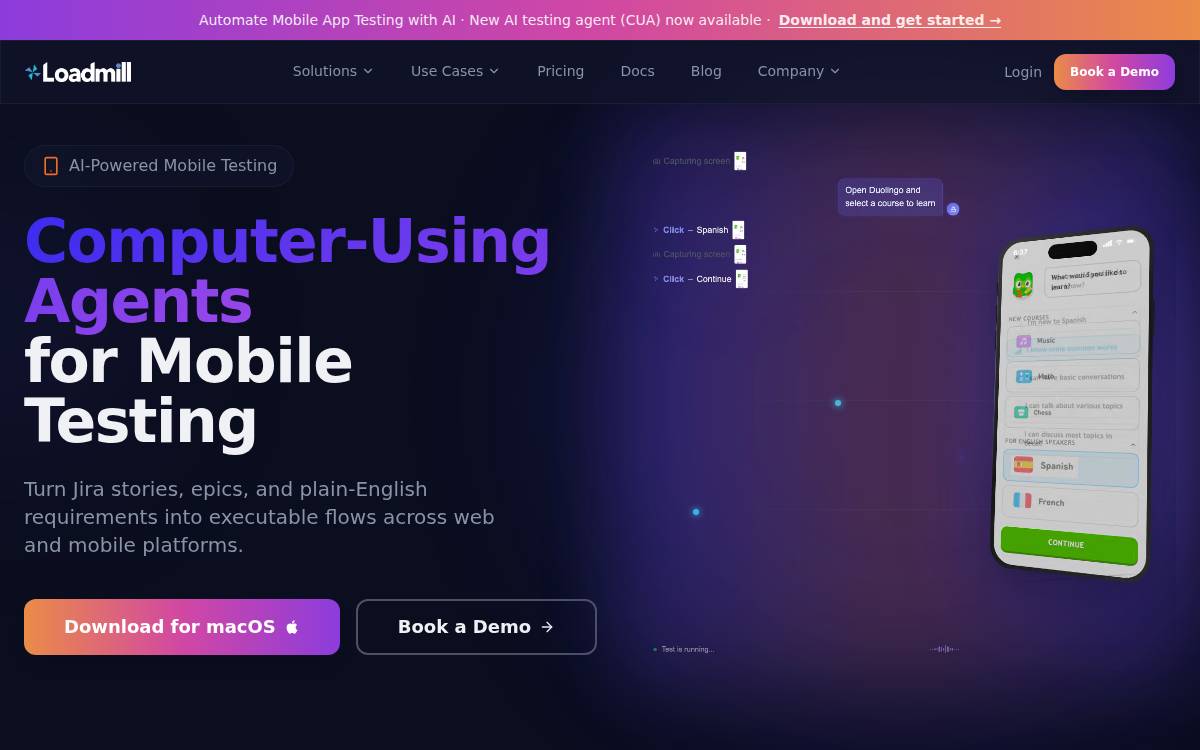Loadmill website preview