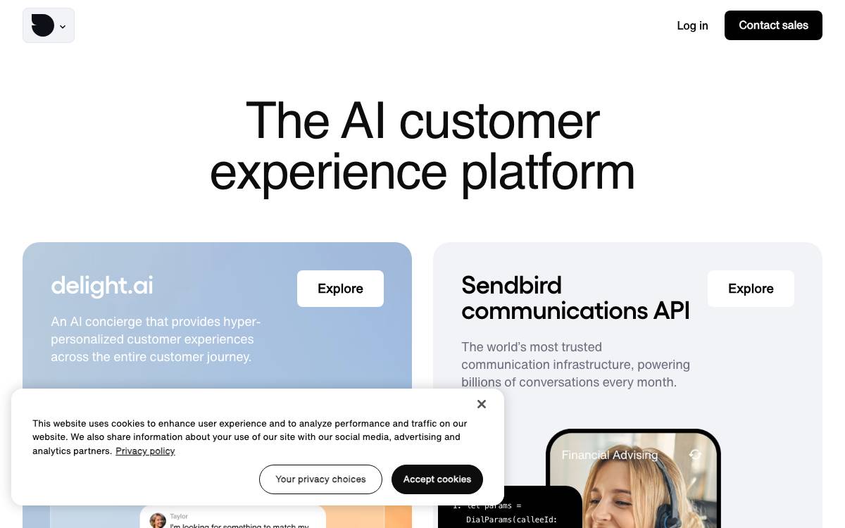 SendBird website preview
