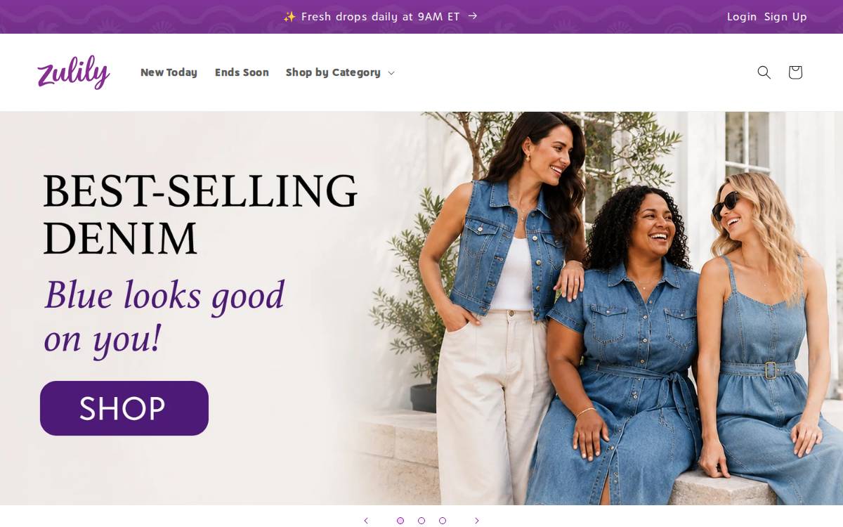 Zulily website preview
