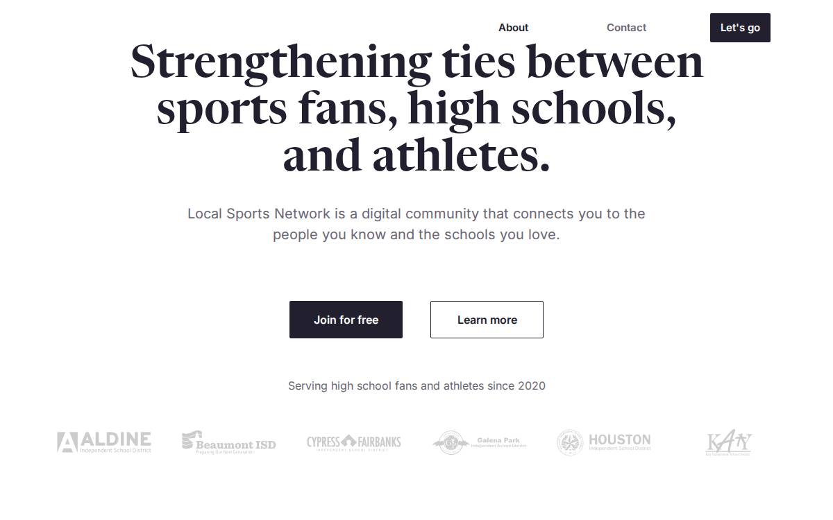 Local Sports Network website preview